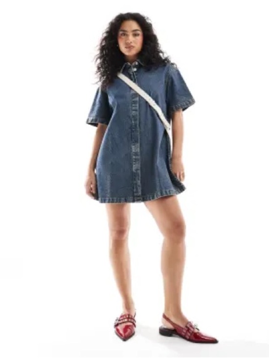 ASOS Curve Dresses & Skirts - ASOS Curve Blue Denim Shirt Mini Dress